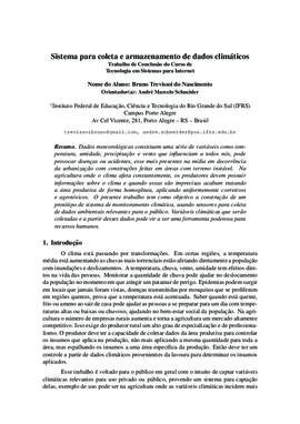 SISTEMA PARA COLETA E ARMAZENAMENTO DE DADOS CLIMÁTICOS
