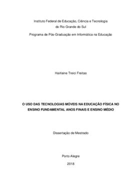 O USO DAS TECNOLOGIAS MÓVEIS NA EDUCAÇÃO FÍSICA NO ENSINO FUNDAMENTAL ANOS FINAIS E ENSINO MÉDIO