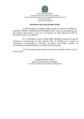 Portaria 76/2021 - revogada