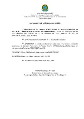 Portaria 142/2021 - revogada