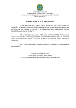 Portaria 069/2022 -revogada