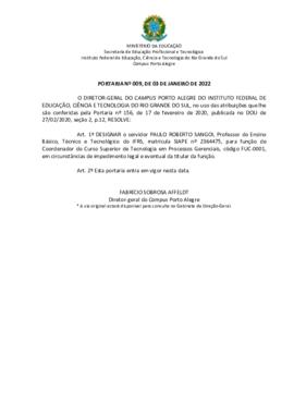 Portaria 009/2022 - revogada