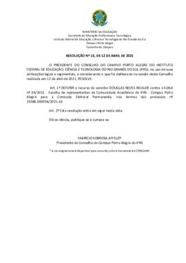 Resolução 013/2021