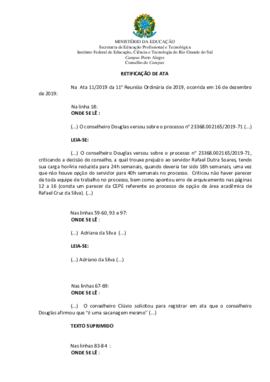 Retificação da Ata 11/2019