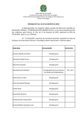 Portaria 315/2022