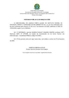 Portaria 80/2020