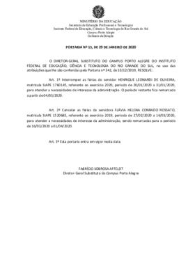 Portaria 15/2020