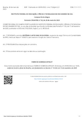 Portaria 092/2023 - revogada