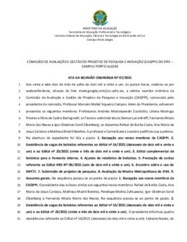 Ata 07/2021 - Reunião Ordinária