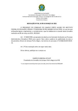 Resolução 006/2021