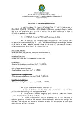 Portaria 262/2022