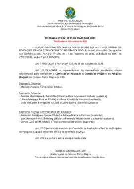 Portaria 072/2022 - retificada