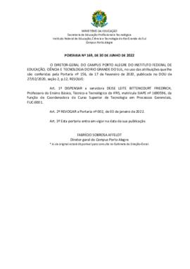 Portaria 169/2022