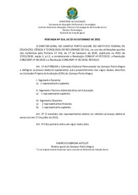 Portaria 314/2021
