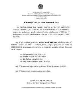 Portaria 67/2020