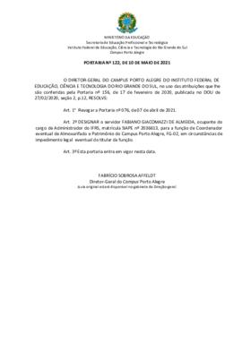 Portaria 122/2021 - revogada