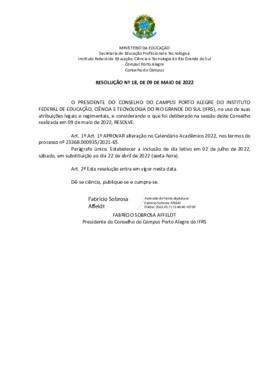 Resolução 018/2022