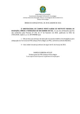 Ordem de Serviço 01/2021