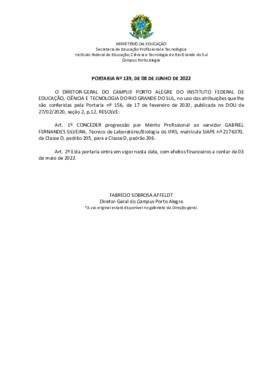 Portaria 139/2022
