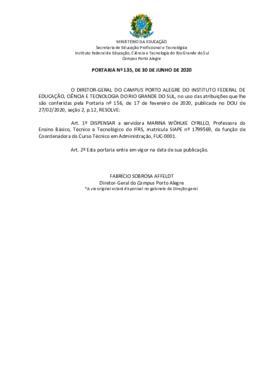 Portaria 135/2020