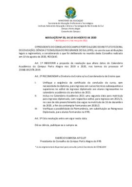 Resolução 33/2020 - retificada