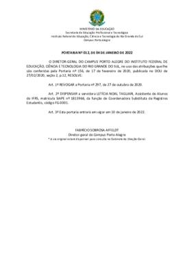 Portaria 012/2022