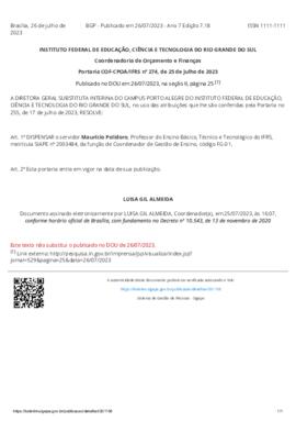 Portaria 274/2023