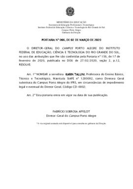 Portaria 66/2020