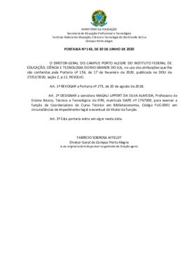 Portaria 143/2020 - revogada