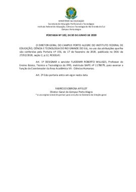Portaria 182/2020