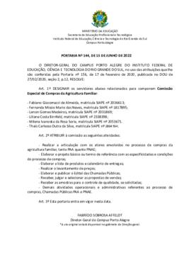 Portaria 144/2022