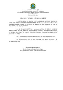 Portaria 279/2020