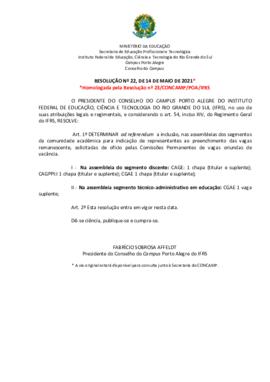 Resolução  022/2021 - ad referendum