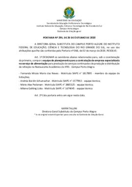 Portaria 295/2020