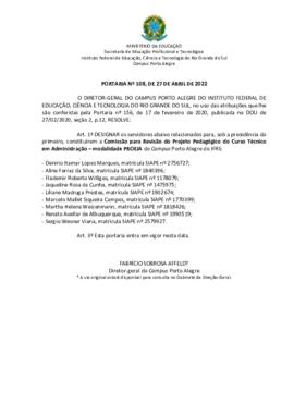 Portaria 108/2022 - revogado