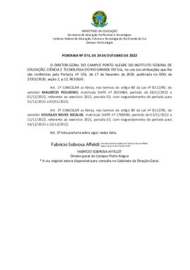 Portaria 375/2022