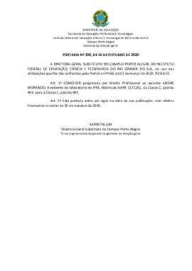 Portaria 290/2020