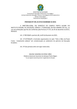 Portaria 378/2021