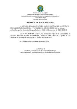 Portaria 108/2021