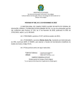 Portaria 383/2022