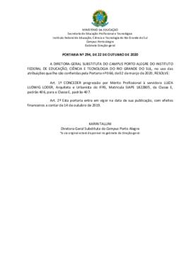 Portaria 294/2020