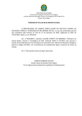 Portaria 272/2021