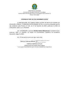 Portaria 399/2022