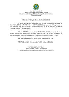 Portaria 340/2022