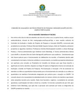 Ata 09/2021 - Reunião Ordinária