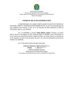 Portaria 398/2022