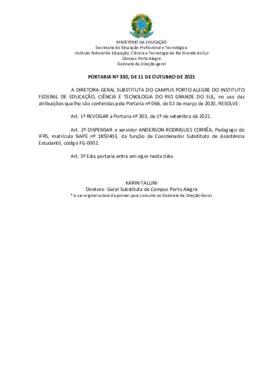 Portaria 330/2021