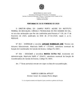 Portarias 63/2020 e 64/2020 - revogada