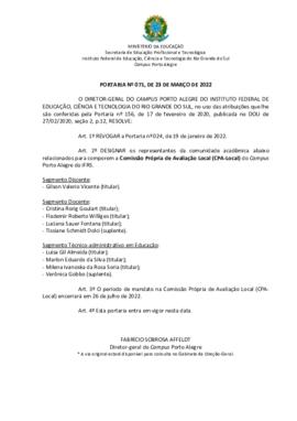 Portaria 071/2022 - revogada
