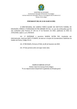 Portaria 250/2021
